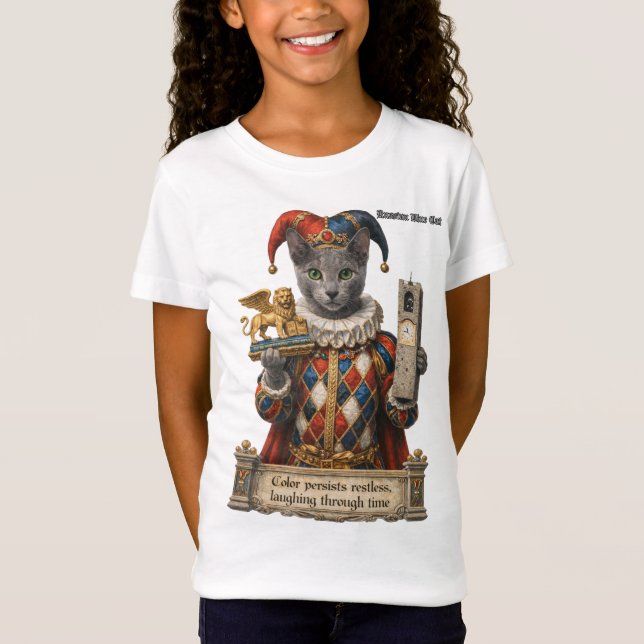 Russisch Blau Arlequin Katze T-Shirt (Vorderseite)