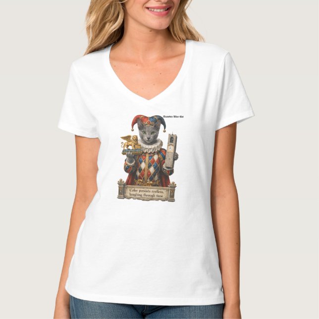Russisch Blau Arlequin Katze T-Shirt (Vorderseite)
