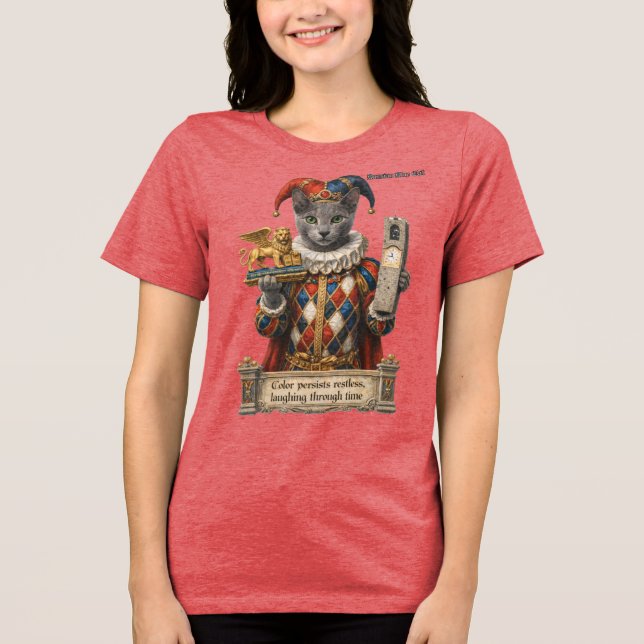Russisch Blau Arlequin Katze Tri-Blend Shirt (Vorderseite)