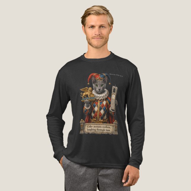 Russisch Blau Arlequin Katze Tri-Blend Shirt (Volle Vorderseite)