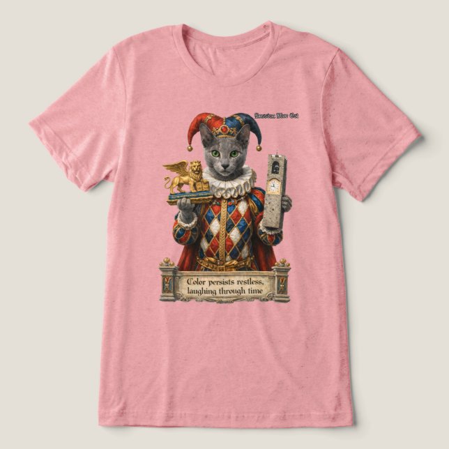 Russisch Blau Arlequin Katze Tri-Blend Shirt (Design Vorderseite)
