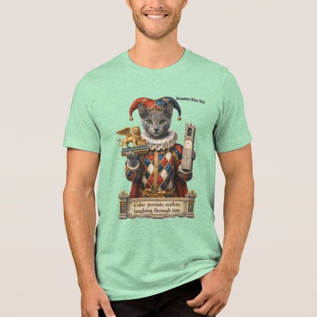 Russisch Blau Arlequin Katze Tri-Blend Shirt (Vorderseite)