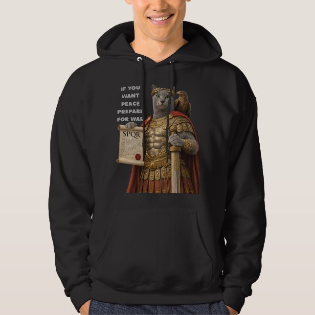 Russisch Blau Caesar Katze Hoodie (Vorderseite)