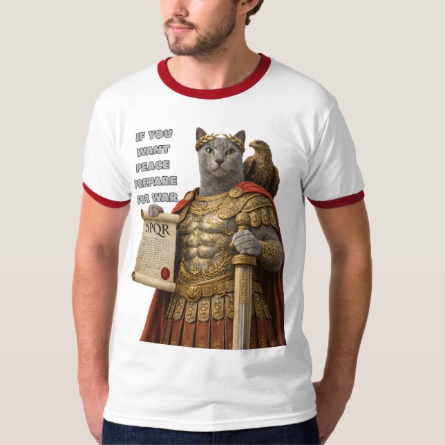 Russisch Blau Caesar Katze T-Shirt (Vorderseite)