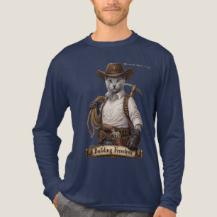 Russisch Blau Cowboy Katze – Freiheit aufbauen Tri-Blend Shirt