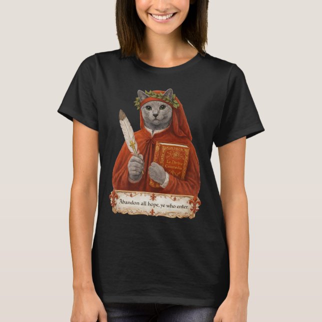 Russisch Blau Dante Alighieri Katze T-Shirt (Vorderseite)