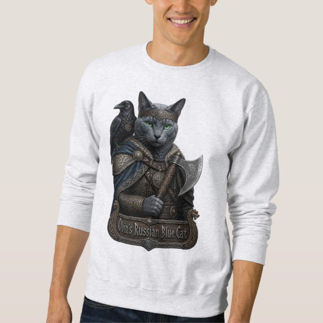 Russisch Blau Edle Odins Katze Sweatshirt (Vorderseite)