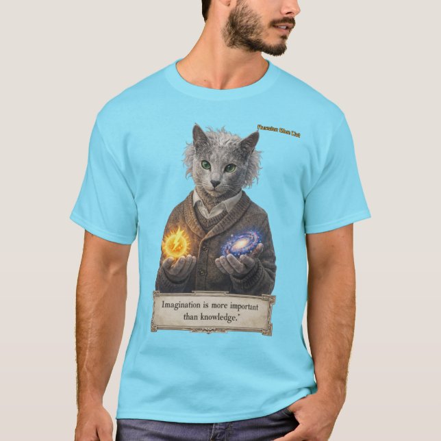 Russisch Blau Einstein Katze - Imagination T-Shirt (Vorderseite)