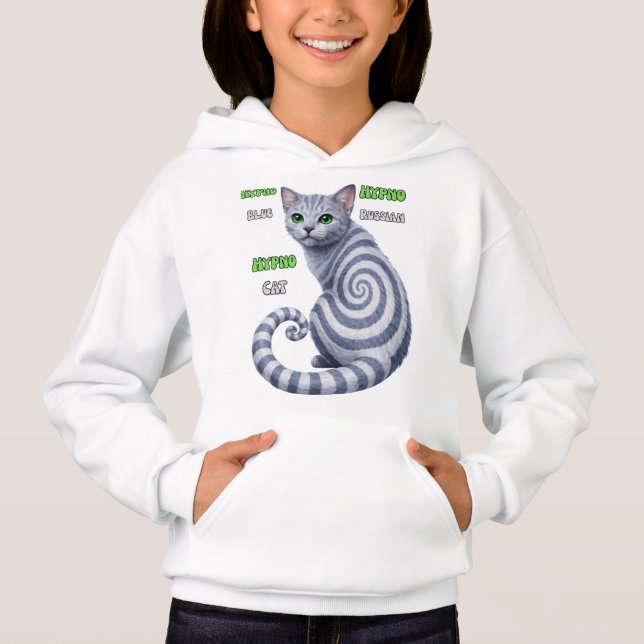 Russisch Blau Hypno-Katze Hoodie (Vorderseite)