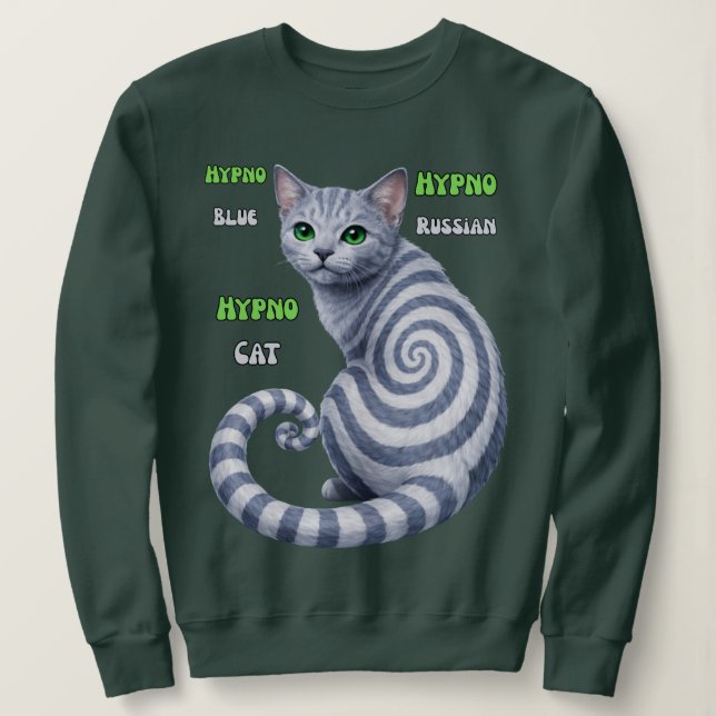 Russisch Blau Hypno-Katze Sweatshirt (Design vorne)