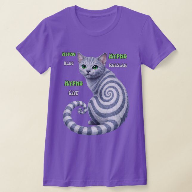 Russisch Blau Hypno-Katze T-Shirt (Ablage )