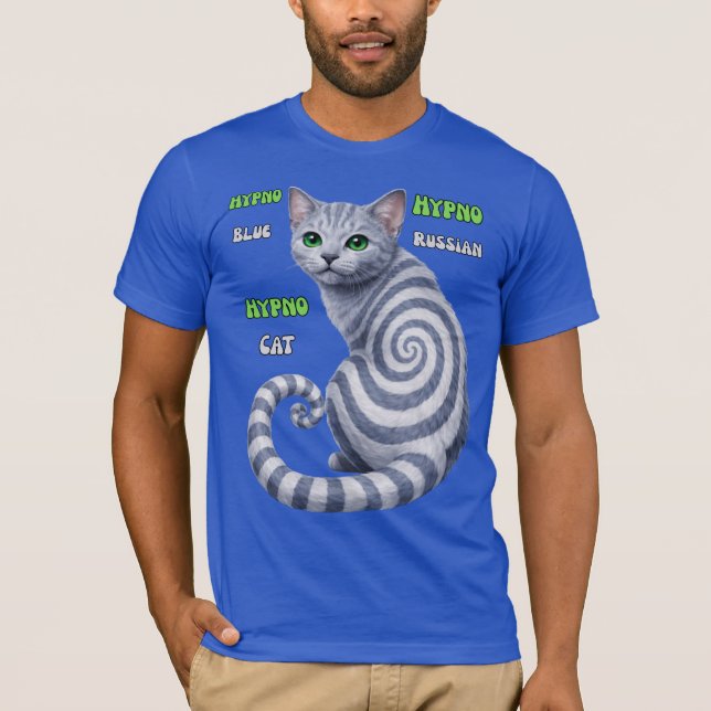 Russisch Blau Hypno Katze T-Shirt (Vorderseite)