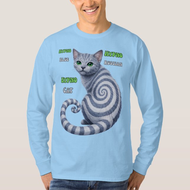 Russisch Blau Hypno-Katze T-Shirt (Vorderseite)