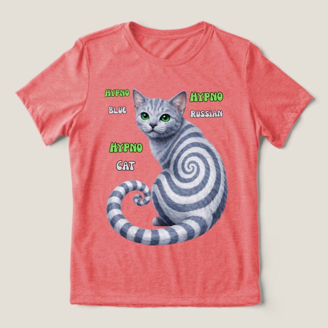 Russisch Blau Hypno-Katze Tri-Blend Shirt (Design Vorderseite)