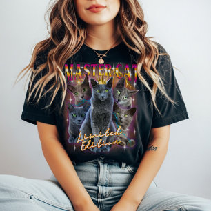 Russisch Blau Katze Bootleg Stil Silber Katze Vint Tri-Blend Shirt