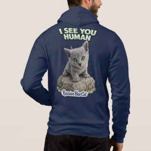 Russisch Blau Katze – Ich sehe dich Mensch Hoodie