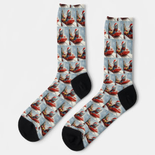 Russisch Blau Katze im Schlitten Lass es schneien Socken