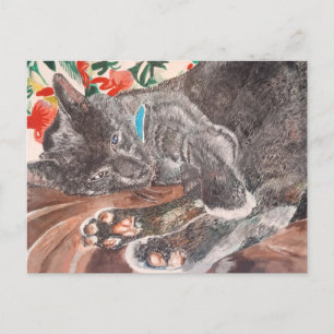 Russisch Blau Katze Kurzhaarkatzen grau Englisch Postkarte