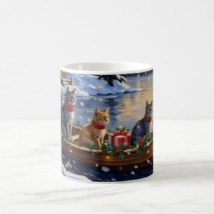 Russisch Blau Katze Weihnachtsboot Urlaub Kaffeetasse