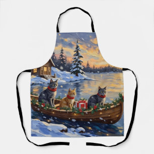 Russisch Blau Katze Weihnachtsboot Urlaub Schürze