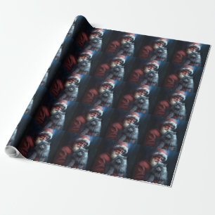 Russisch Blau Katze Weihnachtsmann Festlich Weihna Geschenkpapier