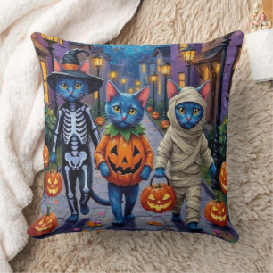 Russisch Blau Katzen in Halloween-Kostümen Kissen