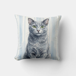 Russisch Blau Katzen-Wasserfarben-Dekokissen Kissen