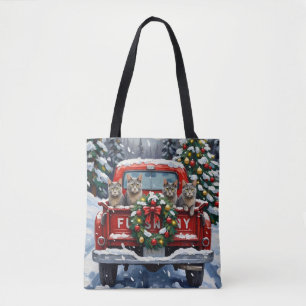 Russisch Blau Katzen-Weihnachten-Roter LKW-Feierta