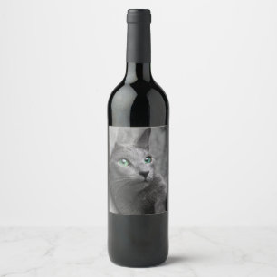 Russisch-blau-katzengrüne Augen Weinetikett
