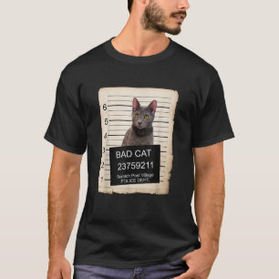 Russisch Blau Kitten Polizeifoto schlechte Katze T-Shirt
