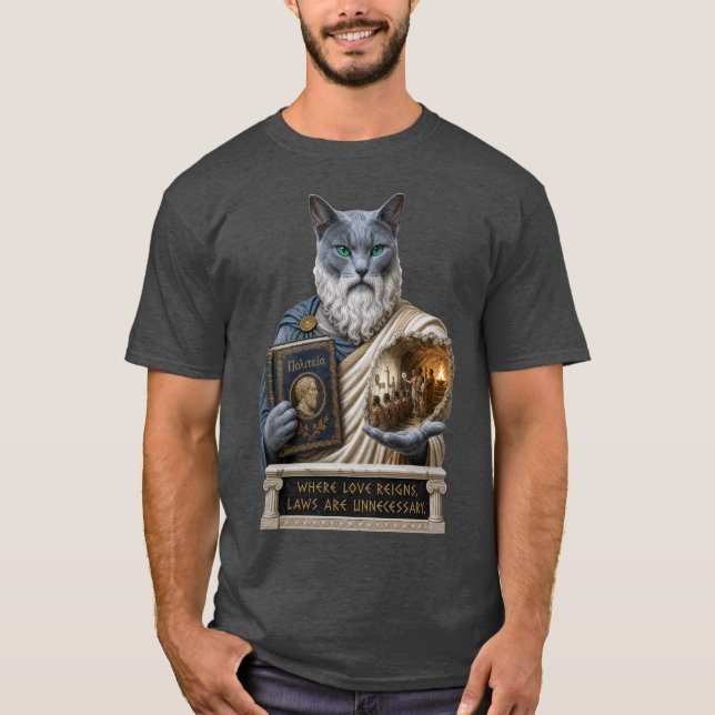 Russisch Blau Plato Katze T-Shirt (Vorderseite)