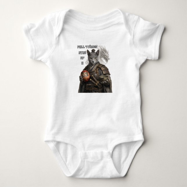 Russisch Blau Samurai-Katze Baby Strampler (Vorderseite)