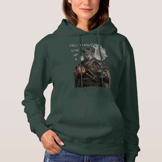 Russisch Blau Samurai Katze Hoodie (Vorderseite)