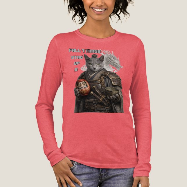 Russisch Blau Samurai-Katze Tri-Blend Shirt (Vorderseite)