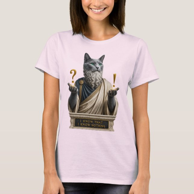 Russisch Blau Socrates Katze T-Shirt (Vorderseite)