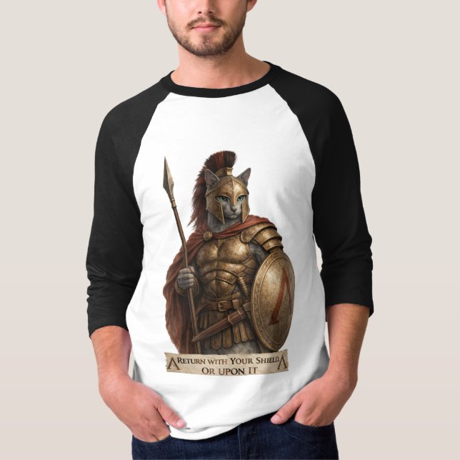 Russisch Blau Spartaner Katze T-Shirt (Vorderseite)