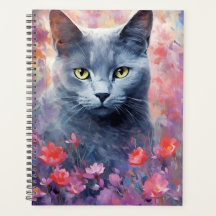 Russisch-Blaue Katze farbige Aquarellbilder