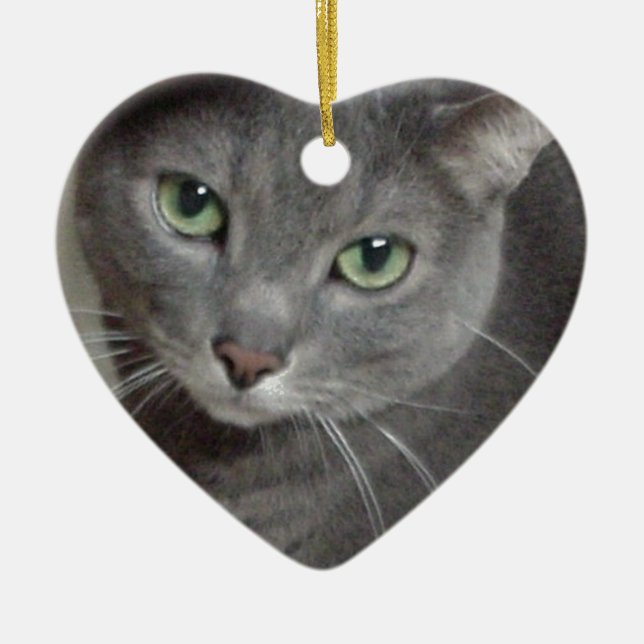 Russisch-graue Katze Keramik Ornament (Vorne)