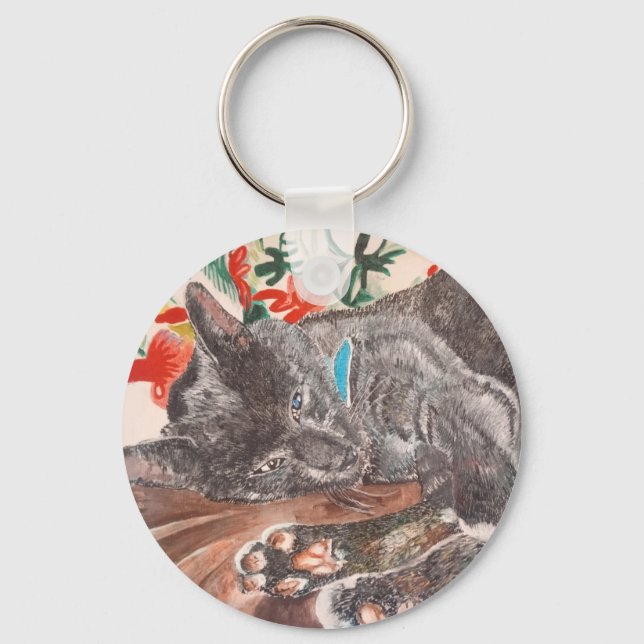 Russisch-graue Katze Schlüsselanhänger (Vorderseite)