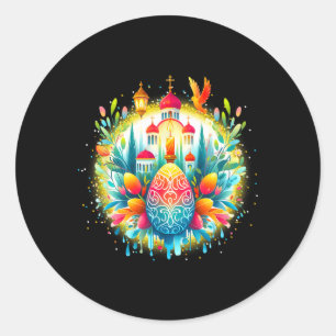 Russisch griechisch-byzantinisch-orthodoxes Kreuz  Runder Aufkleber