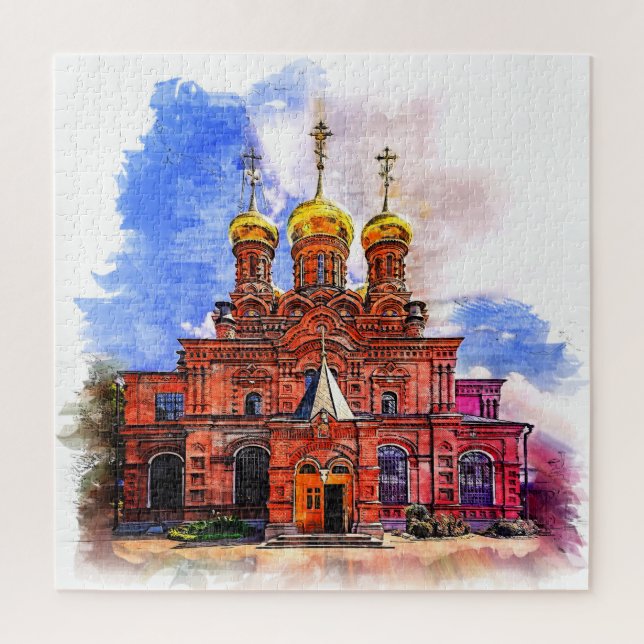 Russisch-orthodoxe Kirche. Zeichnung Puzzle (Vertikal)