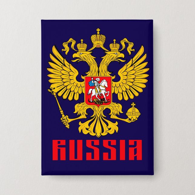 Russische Adlerflagge Button (Vorderseite)
