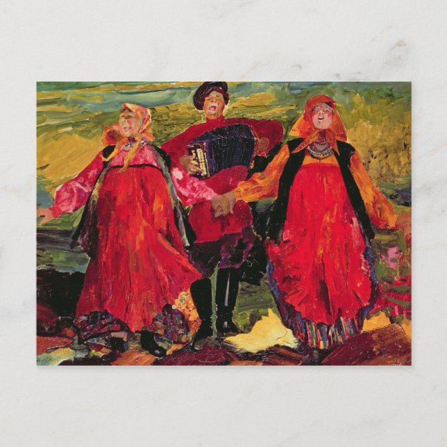 Russische Bauern singen Postkarte (Vorderseite)