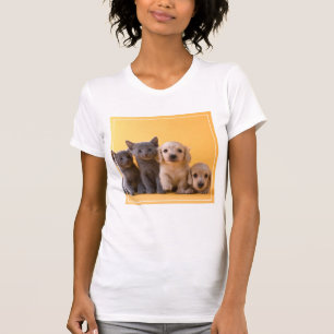 Russische blaue Kätzchen und Dackel-Welpen T-Shirt