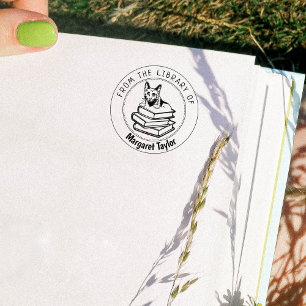 Russische blaue Katze, Buch aus der Bibliothek von Gummistempel