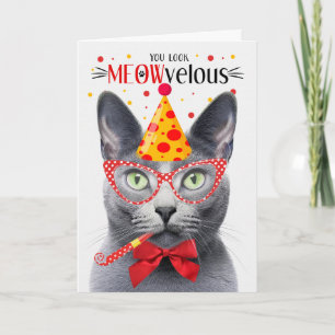 Russische Blaue Katze MEOWvelous Geburtstag Karte