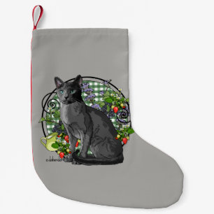 Russische blaue Katze mit Beeren Kleiner Weihnachtsstrumpf
