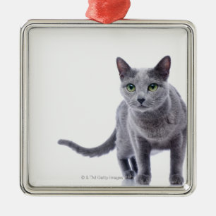 Russische blaue Katze Silbernes Ornament