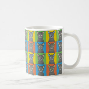 Russische blaue Katzen-Cartoon Pop-Kunst Kaffeetasse