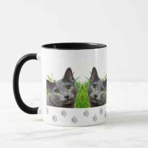 Russische blaue Katzen-Wecker-Tasse Tasse